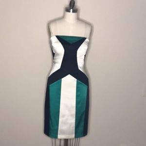 JAX Strapless Color-block Cocktail Dress
